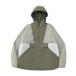 BENPANDA 半开领撞色冲锋衣外套男春秋新款户外徒步连帽工装夹克