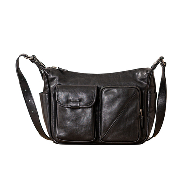 后步真皮大容量简约单肩斜挎包潮