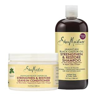 sheamoisture蓖麻籽油修复烫染受损滋养柔顺洗发水+免洗护发素CGM