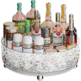 旋转调料品置物架厨房台面转角托盘多功能收纳神器盐酱油醋调料架