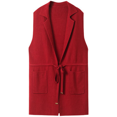 恒源祥羊毛针织马甲中长款