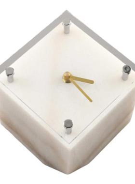 侘寂风大理石时钟钟表桌面摆件