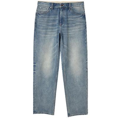 907杰克琼斯阔腿秋季牛仔裤水洗做旧字母贴布裤子廓形款长裤男装