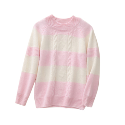 儿童拼色扭花加厚100%纯羊绒衫