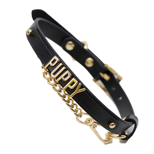 DIY项圈女真皮定制刻字高级可拆卸金属字母choker项链