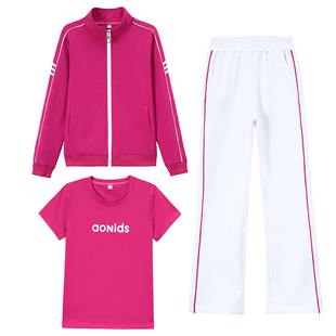 啄木鸟时尚运动套装女士2026春秋季新款妈妈跳舞团体服立领三件套