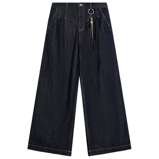 【金晨同款】FF仿佛牛仔裤女2026春季新款天丝混纺舒适撞色高腰