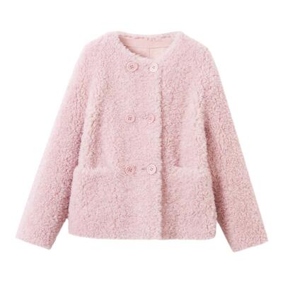 朗姿纯羊毛典雅气质高级感颗粒绒大衣外套女毛毛冬季饭皮草短款