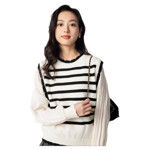 【MEETSWEETBOY旗舰店】法式条纹假两件针织衫新款上衣