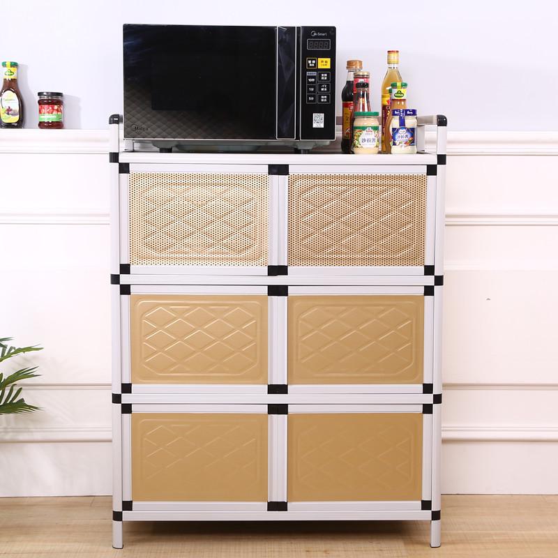 放碗柜家用厨房橱柜简易柜子储物柜置物收纳柜多功能经济型不锈钢