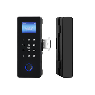 玻璃门指纹锁免开孔免布线有框无框单双门办公室指纹密码锁智能锁