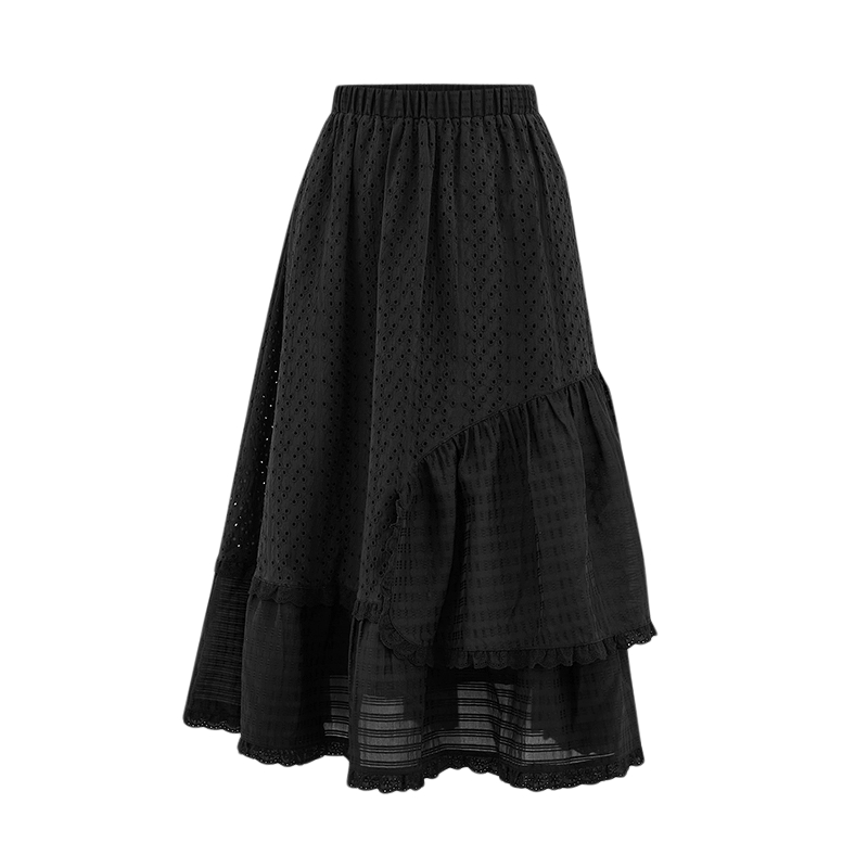 MOUSSY 淑女風(fēng)不規(guī)則拼接仙女風(fēng)蛋糕裙半身裙028ISZ31-3871