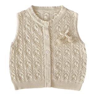 森系婴儿马甲夏季薄款女童针织背心宝宝公主秋装纯棉坎肩儿童马夹