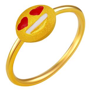 justgold镇金店partyfun表情Love黄金足金戒指1715991Y
