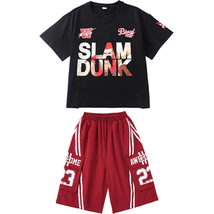 儿童街舞演出服男女童嘻哈hiphop炫酷宽松短袖短裤套装2026新款潮