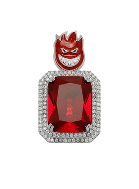 TOP新款油画小火人扣头嘻哈大颗宝石吊坠男女个性百搭项链