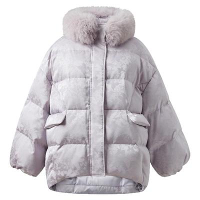 三彩2025冬季羽绒服狐狸毛白鸭绒