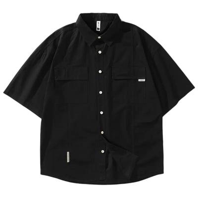 夏季工装短袖衬衫男潮牌宽松大码