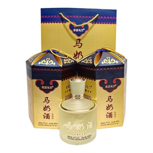 新品草原乌兰47度600ml马奶酒内蒙特产蒸馏型微黄箱装送礼品袋