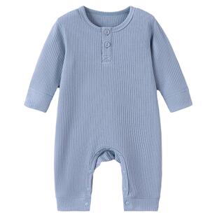 babylove婴儿连体衣春秋季男女宝宝哈衣爬服莫代尔棉简约纯色睡衣