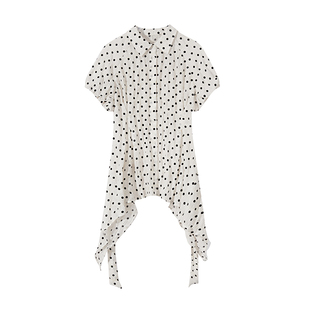 NANASTORE港风衬衫女2024春季新款宽松白色波点衬衣短款上衣短袖