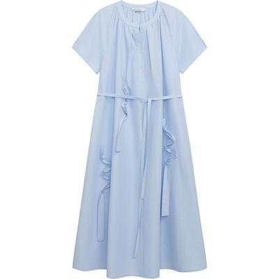 【薄荷曼波】播蓝色连衣裙女夏季宽松独特新中式长裙DDR2LD5517