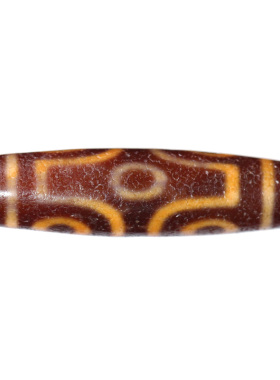 天然藏区牙黄高油风化五眼天珠