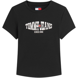 【坑条肌理】Tommy26春夏女修身短T恤/【轻薄合身】复古纯色短袖