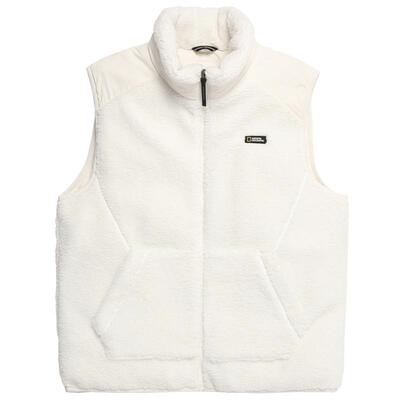 国家地理男女同款羊羔绒摇粒绒保暖开襟时尚休闲短款背心马甲