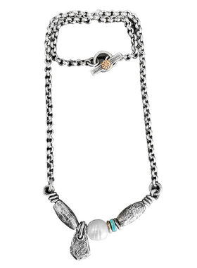 跋折罗VAJRA天然珍珠银项链藏传