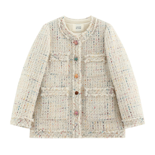 【糖豆】重磅手工羊毛彩纱艺术花呢+进口95鹅绒小香外套羽绒服254