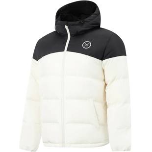 李宁羽绒服男短款2025新款韦德防泼水80%鹅绒保暖连帽外套AYMV065