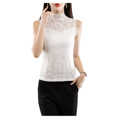 百搭半高领蕾丝假领子内搭背心女