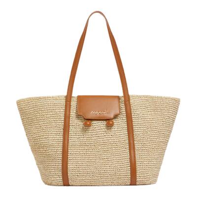 【6期免息】MARNI 女士RIVIERA大号草编单肩包
