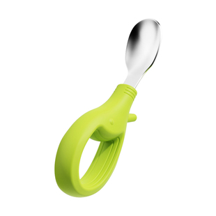 自主进食宝宝勺子学吃饭训练1一2岁婴儿辅食叉不锈钢硅胶儿童餐具