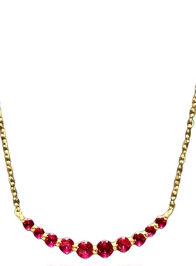 永恒微笑排钻项链女红宝石吊坠许妍同款百搭显白高级感精致锁骨链