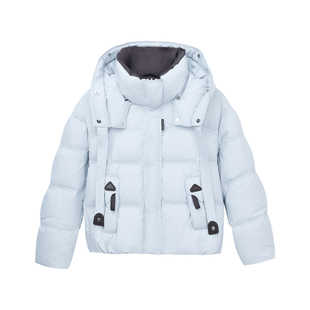 快鱼羽绒服女款冬季新款短款加厚立领连帽保暖小个子设计感面包服