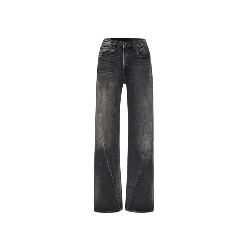 【明星同款】R13 2025秋冬新品 TWISTED SEAM黑色高腰微喇牛仔裤