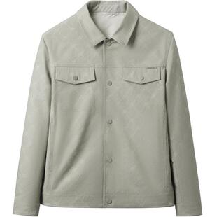 HLA/海澜之家中青年宽松夹20克25春夏新翻领格纹满身印花外套男士