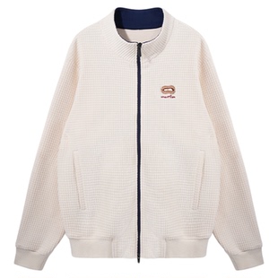 UMAMIISM有茂密声 2025秋复古美式通勤华夫格拉链卫衣外套夹克