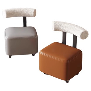 滑轮矮凳溜溜凳客厅家用靠背实木万向轮沙发凳子可移动板凳小椅子