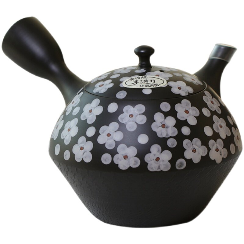 日本进口常滑烧手工制作梅花茶壶