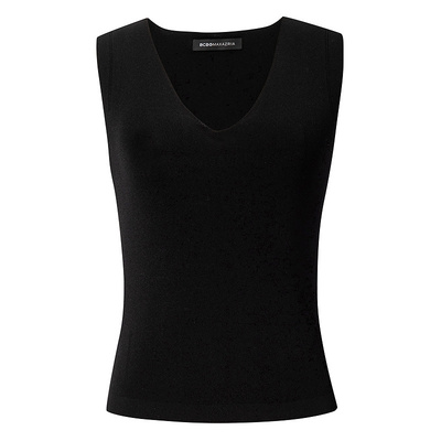 BCBG夏季时髦精致范优雅多色经典V领无袖纯色女士针织打底背心