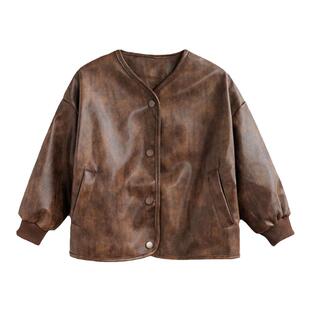 砚台家童装韩系儿童复古皮衣帅气秋装春款男童帅气夹克男宝宝外套