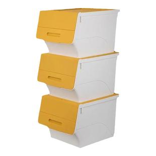 茶花翻盖收纳箱叠加衣物储物箱盒子塑料衣服儿童玩具收纳箱整理箱