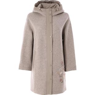 渔牌女装大衣女款2023新款加厚羊毛针织带帽长款毛呢外套FGFD3058