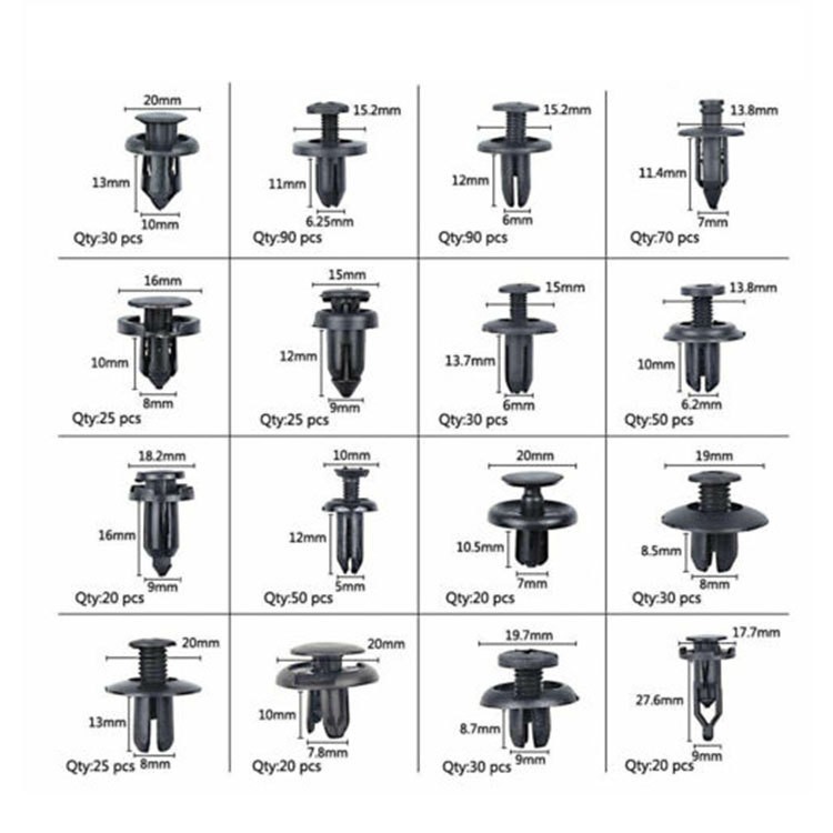 6种汽车保险杠修理包紧固件纸盒包装螺丝625Psc卡子卡扣膨胀