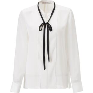 Laurel劳芮韩版通勤知性学院系带撞色小V领显瘦衬衫LWD341C20300