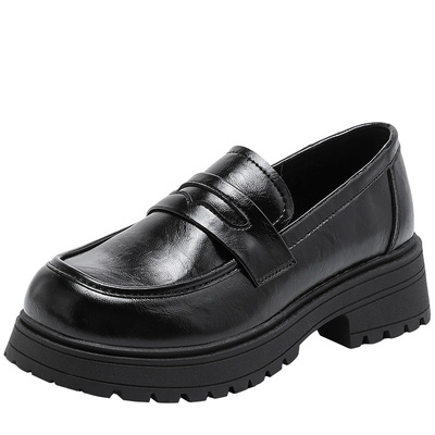 大东粗跟乐福鞋休闲女单鞋小皮鞋