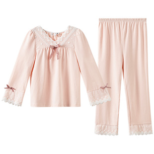 Rosetree女童睡衣纯棉公主风套装女孩春秋长袖长裤宝宝儿童家居服